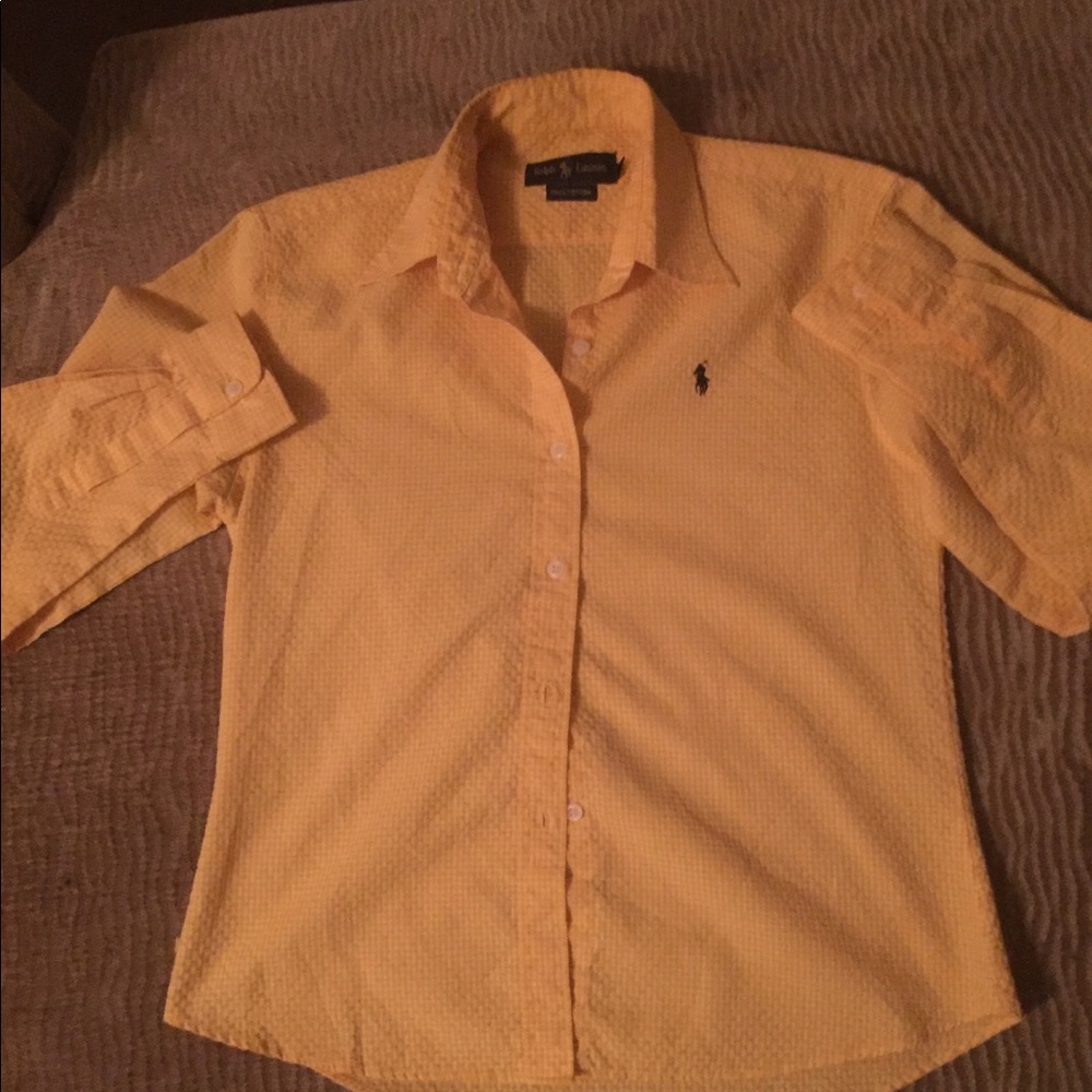 Yellow polo plaid shirt